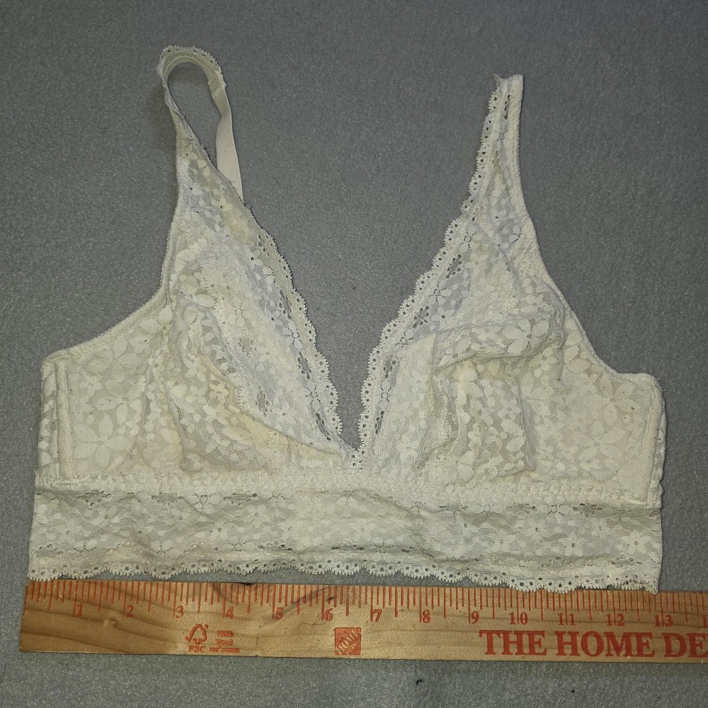 Wacoal Lace Bralette Bra 38 Ivory Cream Adjustable‎ Straps Hook Eye Wireless